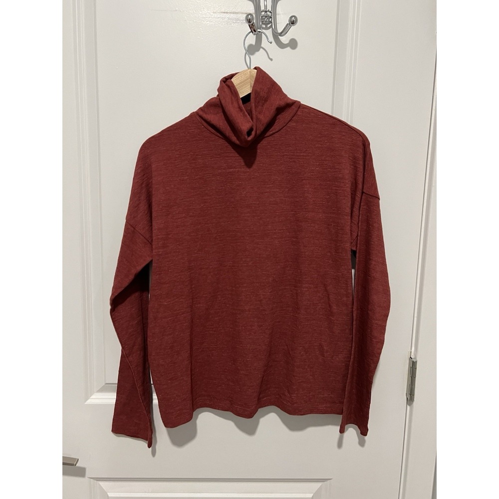 Madewell Turtleneck Long Sleeve Shirt Burnt Orange Size Medium Womens NWT $39.50
